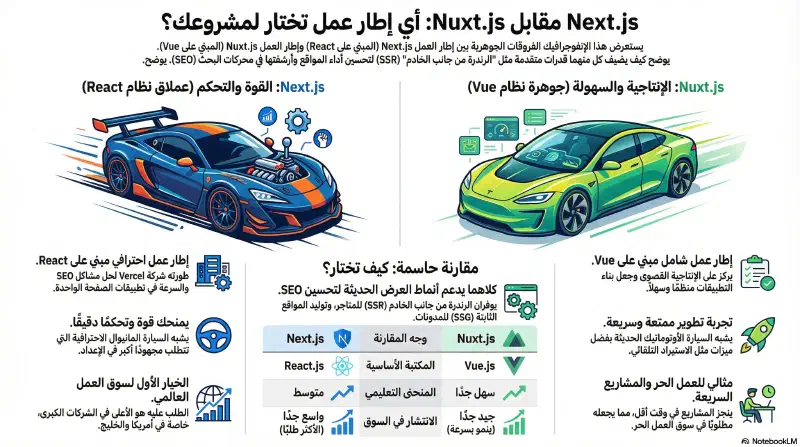 مقارنة شاملة بين Next و Nuxt