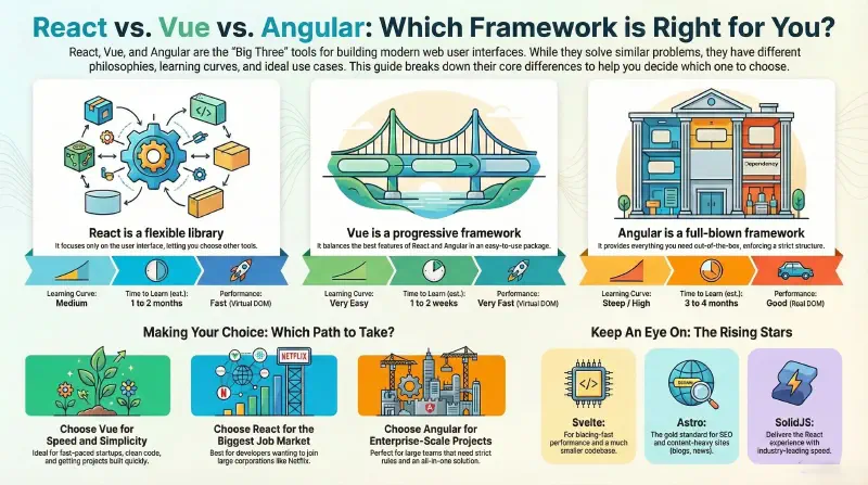 &ldquo;الفرق بين React و Vue و Angular نظرة شاملة&rdquo;